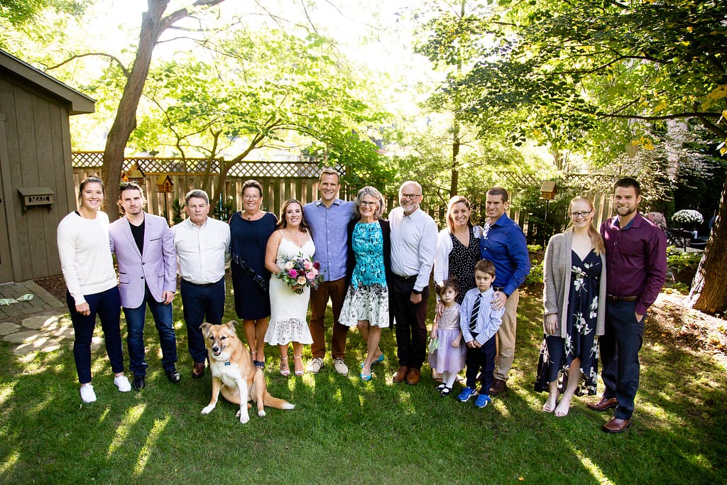 family Small backyard wedding London Ontario