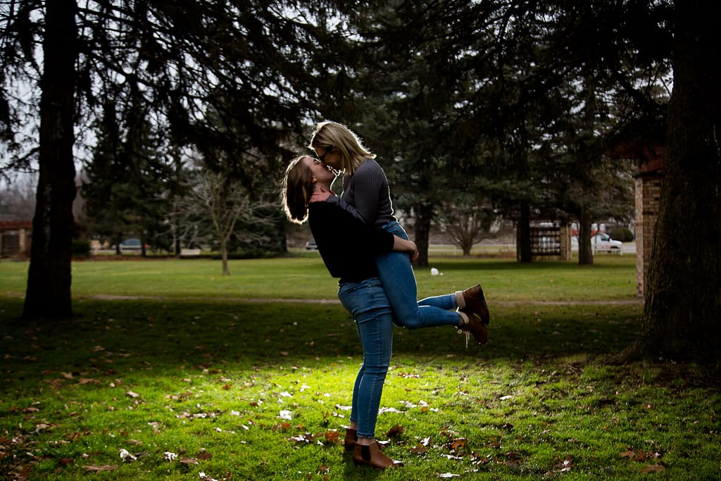 Winter engagement session at Civic Gardens