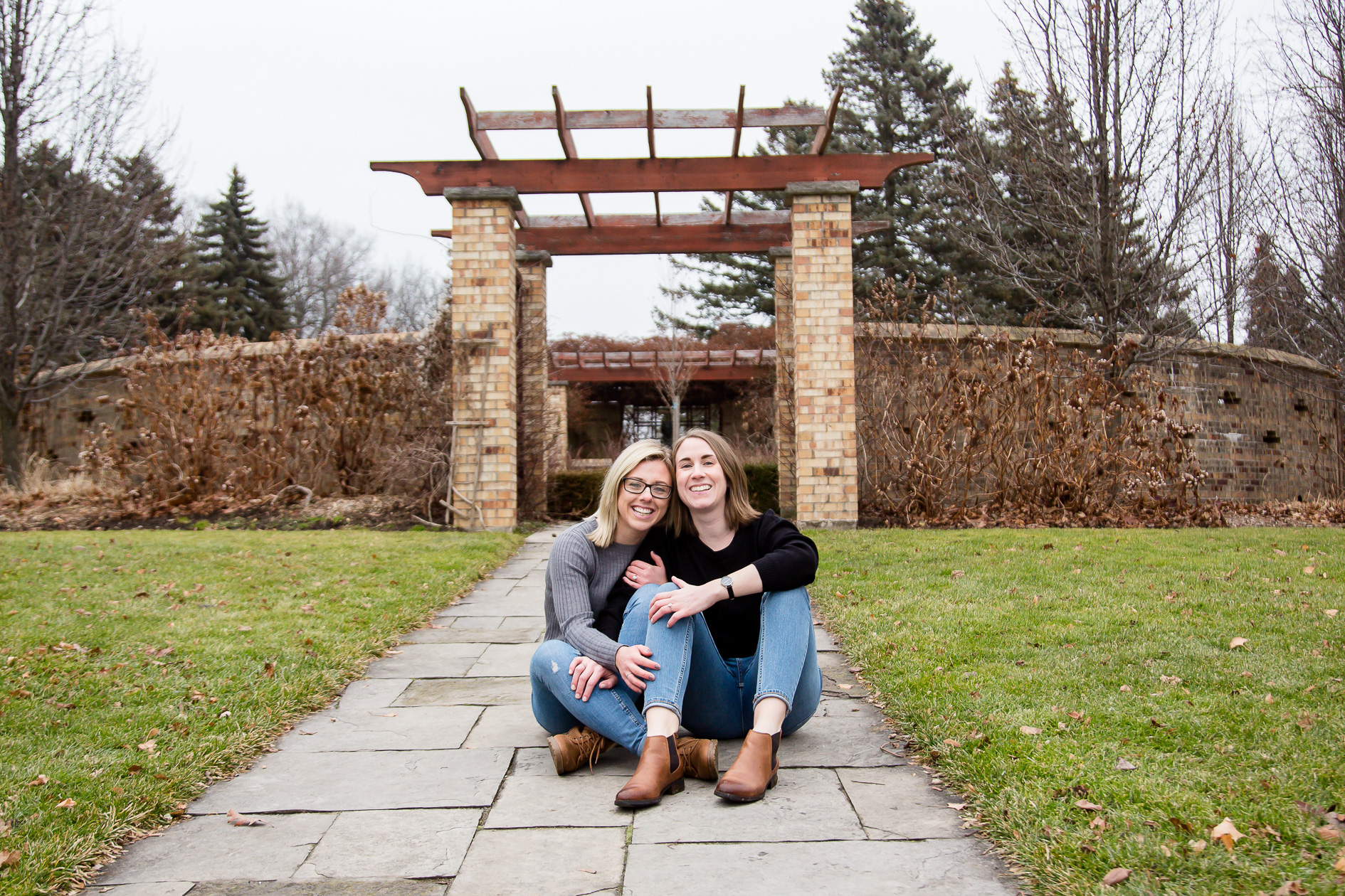 Winter engagement session at Civic Gardens