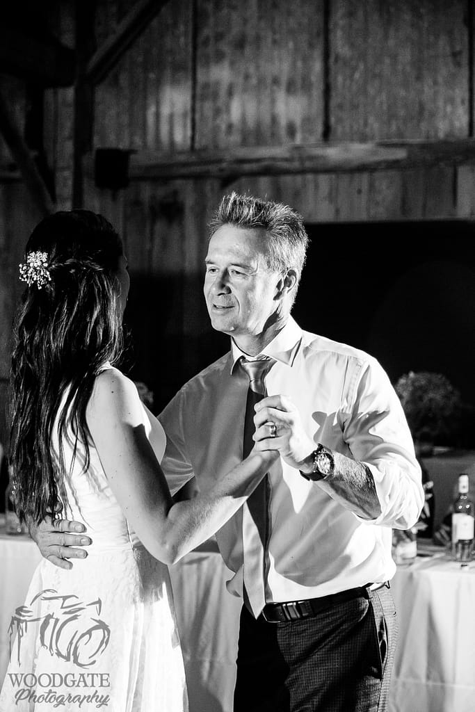 father daughter dance in black and white