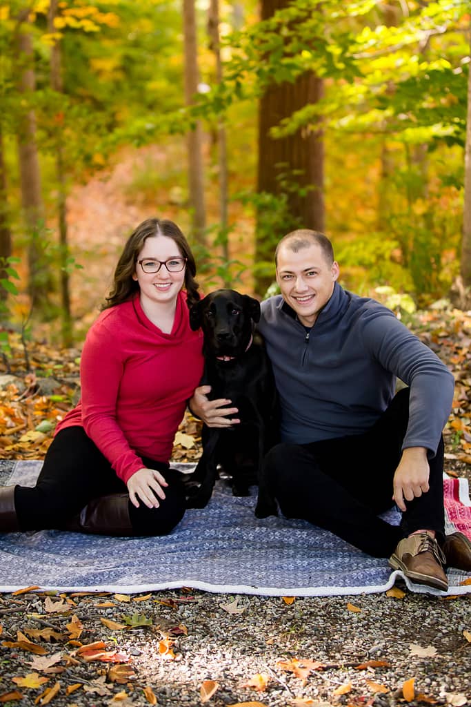London Ontario Engagement Photographs with dog in fall